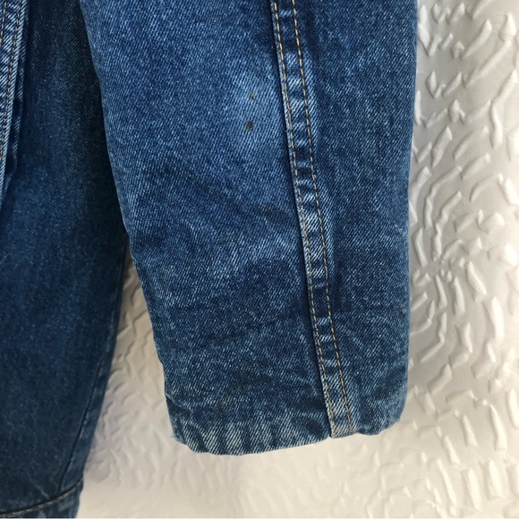 Vintage Denim White Sherpa Lined Shacket Button Up Jacket Dark Wash Work Coat - Picture 12 of 16